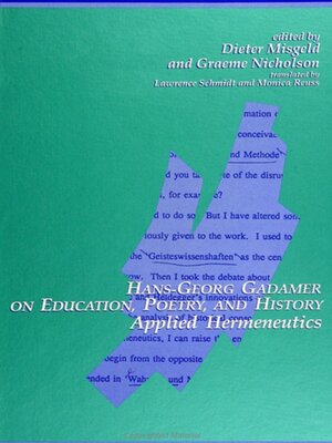 cover image of Hans-Georg Gadamer on Education, Poetry, and History